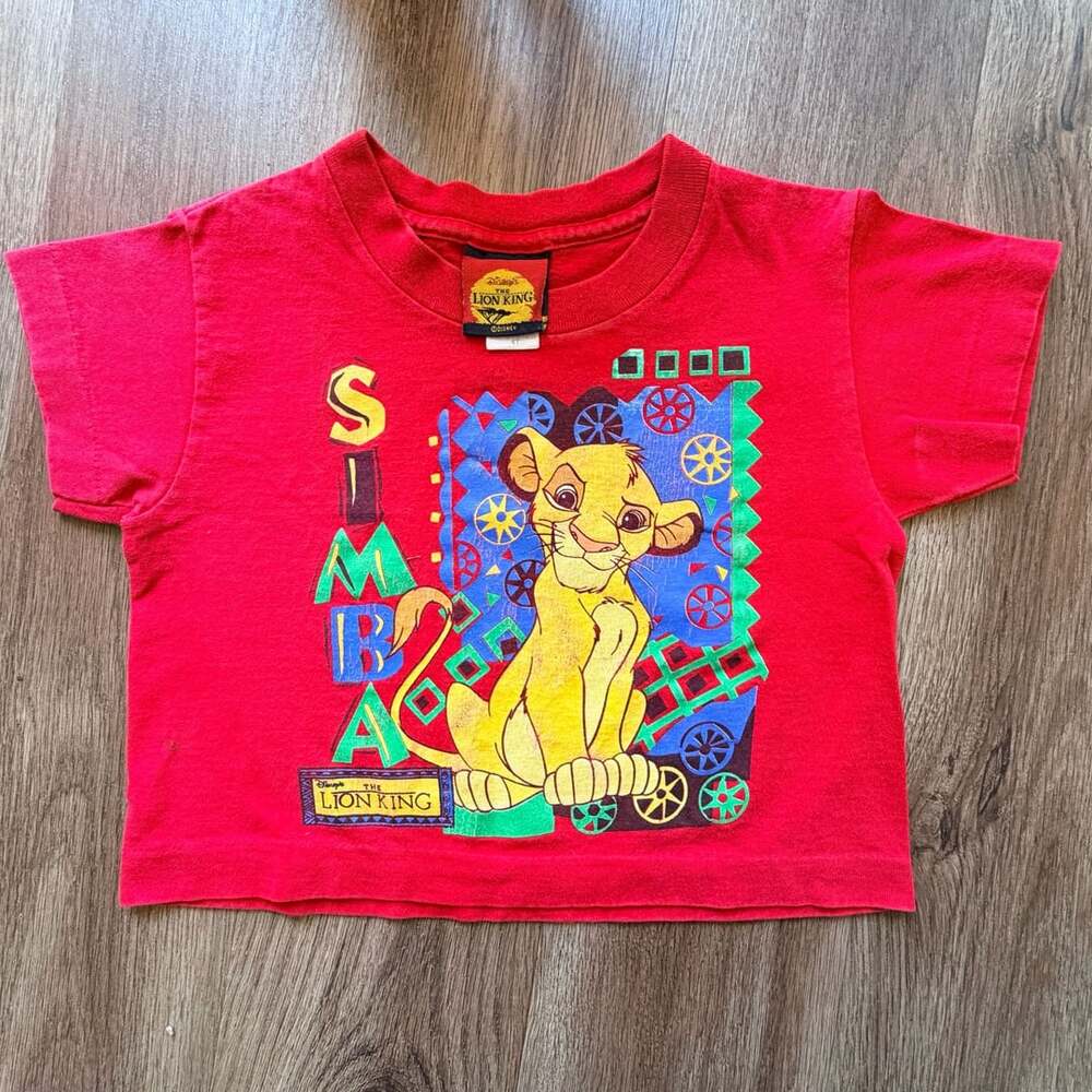 Vintage 1990s Disney The Lion King Simba Graphic T-Shirt Red Size 4T
